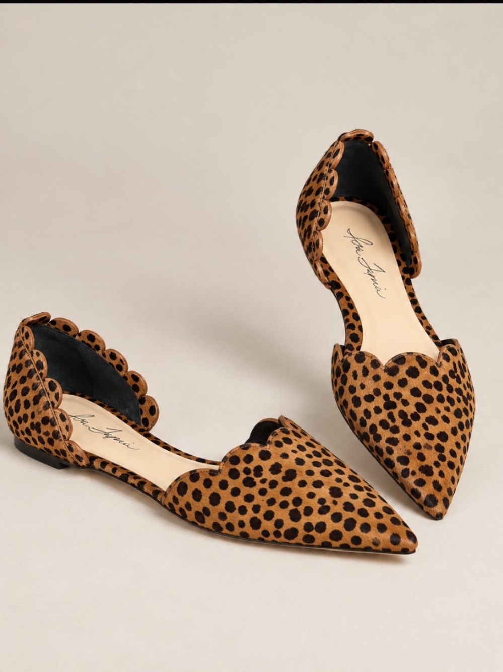 Women's Isa Tapia Garcia Leopard Pony Hair d'Orsay Pointed Toe Flats